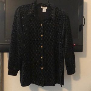 Graver Studios deep blue velvet shirt with gold shimmers